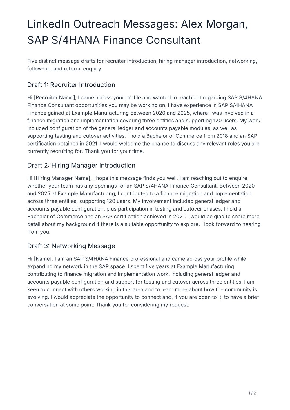 ERPCV LinkedIn outreach sample